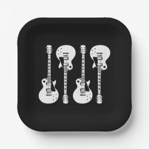 Plato De Papel Gráfico de Guitars eléctricos en blanco