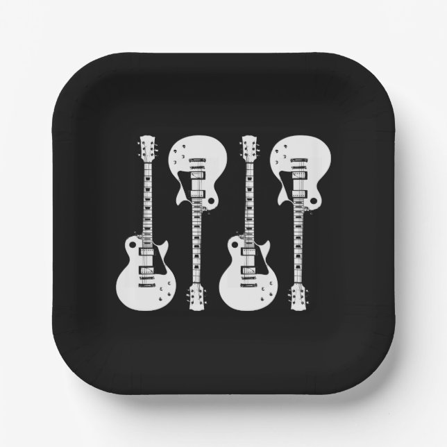Plato De Papel Gráfico de Guitars eléctricos en blanco (Anverso)