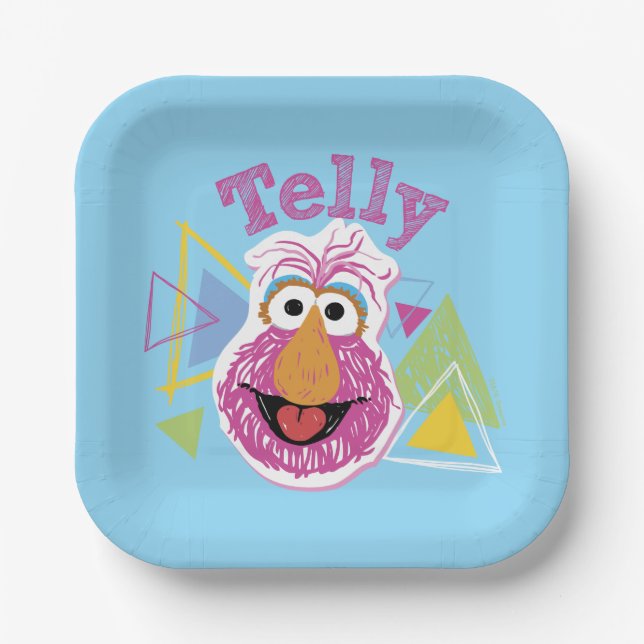 Plato De Papel Gráficos Divertidos de Telly Monster (Anverso)