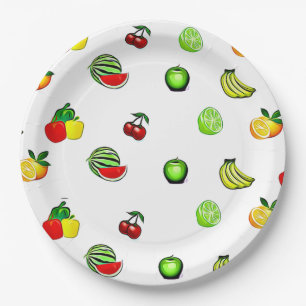 Plato De Papel Gráficos Frutas y Vegetales Fiesta de alimentos P