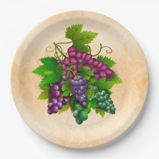 Plato De Papel Gramuva ramo de uvas rojas raras melocotón vintage