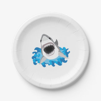 Plato De Papel Gran ataque del tiburón blanco divertido