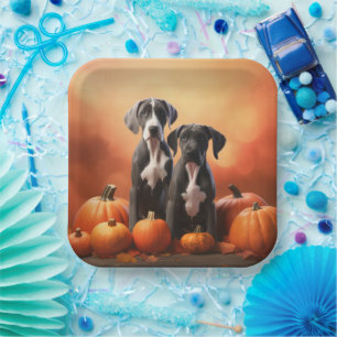 Plato De Papel Gran Calabaza Delantera del Otoño de Papas