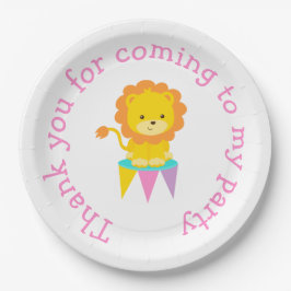 Plato De Papel Gran carnaval de circo en color rosa