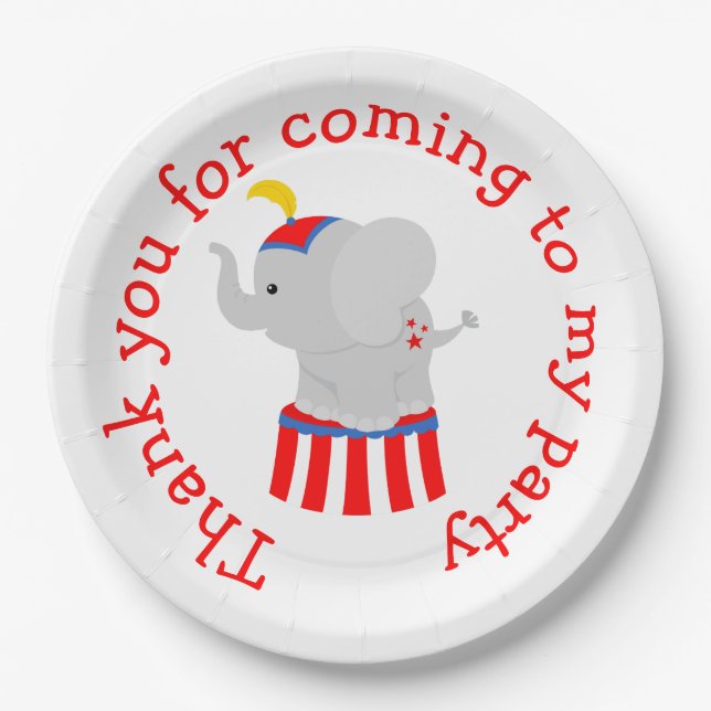 Plato De Papel Gran carnaval de circo en rojo (Anverso)