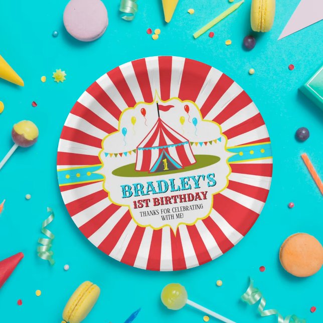 Plato De Papel Gran carnaval de Circo Superior Primer Cumpleaños (Subido por el creador)