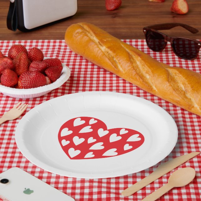 Plato De Papel Gran Corazón Rojo (Picnic)