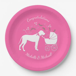 Plato De Papel Gran dane Baby Shower Dog Puppy