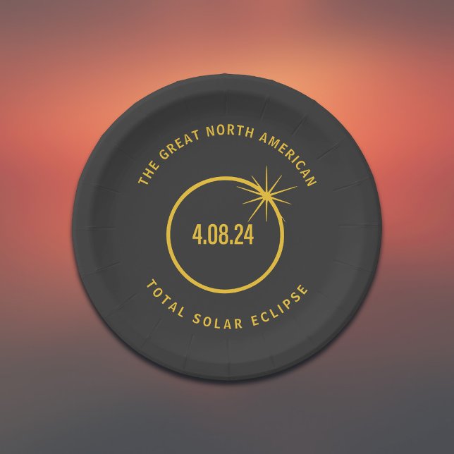 Plato De Papel Gran Eclipse Solar Total Norteamericano 04.08.24 (Edit the upper and lower text, if required)