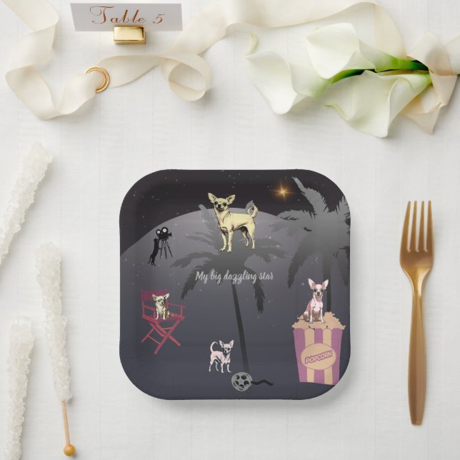 Plato De Papel Gran estrella deslumbrante (Boda)