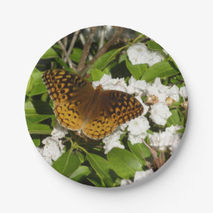 Plato De Papel Gran Fritillary española sobre el Laurel de la Mon