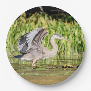 Plato De Papel Gran garza azul