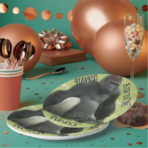 Plato De Papel Gran Gorila de Sitting Negro