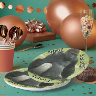 Plato De Papel Gran Gorila de Sitting Negro