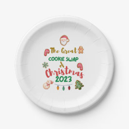 Plato De Papel Gran intercambio de Navidades de cookie 2023 - Pla