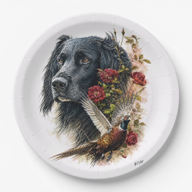 Plato De Papel Gran Munsterlander con faisán   (Anverso)