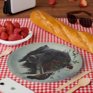 Plato De Papel Gran Munsterlander con faisán