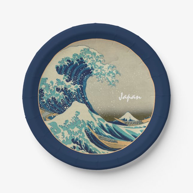 Plato De Papel Gran ola de Kanagawa y arte japonés/Japón Pape (Anverso)