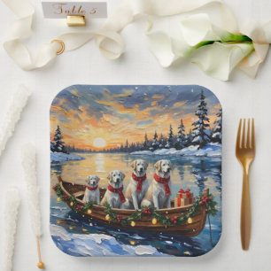 Plato De Papel Gran Pirineo Barco de Navidad Vacaciones