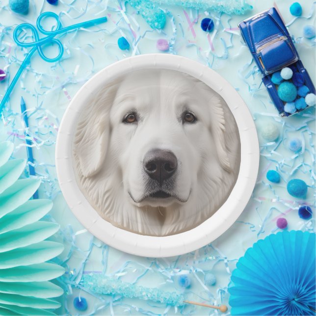 Plato De Papel Gran Pirineo Perro 3D Inspirado (Fiesta)