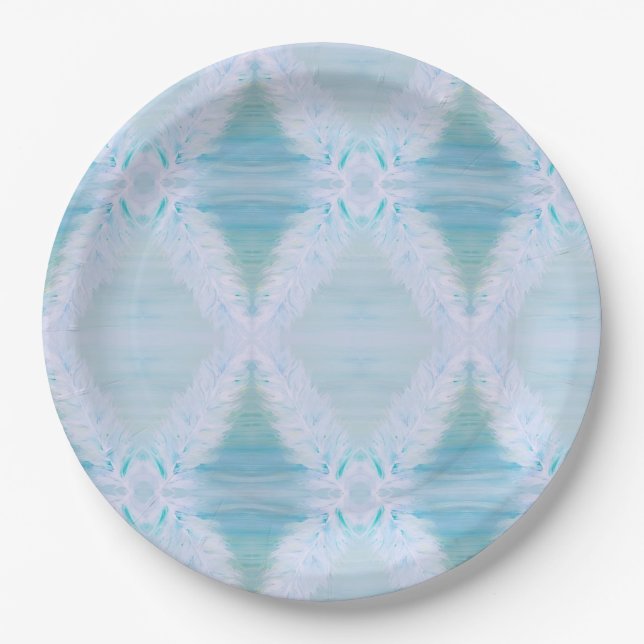 Plato De Papel Gran pluma blanca (Anverso)