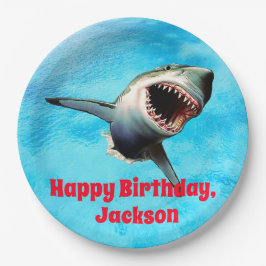 Plato De Papel Gran salto asustadizo del tiburón blanco