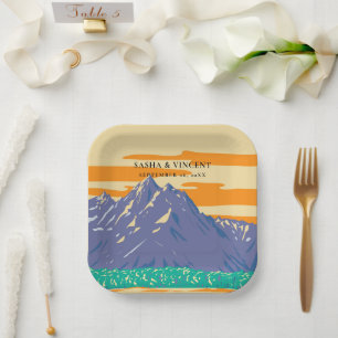 Plato De Papel Gran Teton Parque Nacional Boda Retro