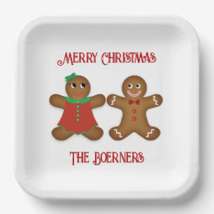 Plato De Papel Grandes Navidades de Cookies Parejas de Gingerbrea