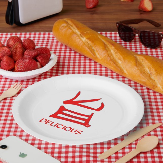 Plato De Papel Grandes placas de papel Kanji Delicious Red (Picnic)