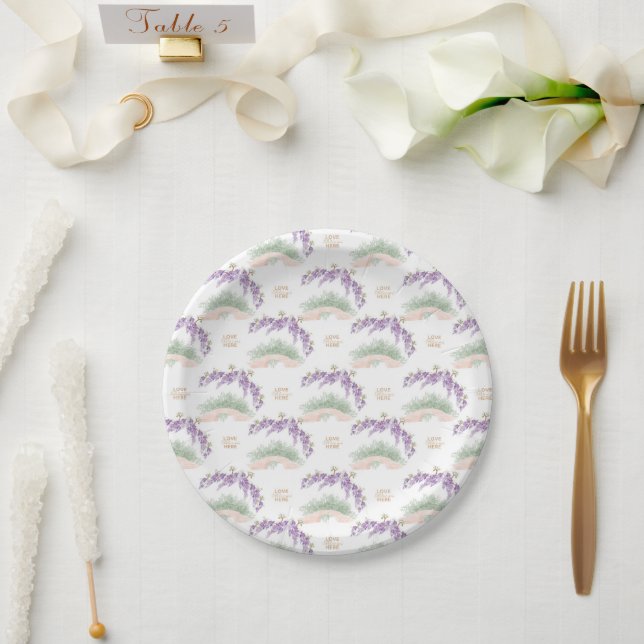 Plato De Papel Grandmillennial Wisteria Baby Shower  (Boda)