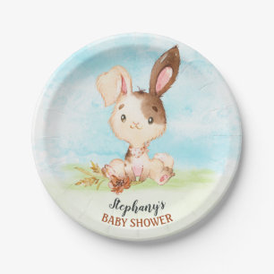 Plato De Papel Granja Baby Shower Bunny de color de agua
