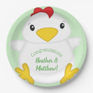 Plato De Papel Granja Baby Shower de pollo