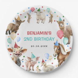 Plato De Papel Granja Barnyard Animales Confetti Birthday Boy
