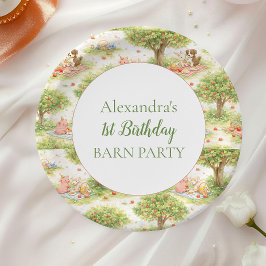 Plato De Papel Granja de Animales Caprichosos Barnyard Cumpleaños
