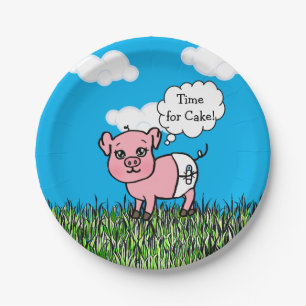 Plato De Papel Granja de animales Cerdo Baby Shower es un niño