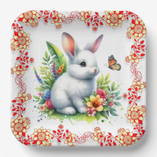 Plato De Papel Granja de animales conejos sublimación Clipart-881