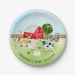Plato De Papel Granja de animales de granja Baby Shower 7" Plate