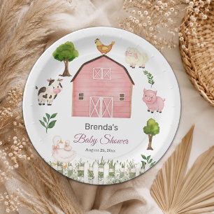 Plato De Papel Granja de animales en acuarela Baby Shower