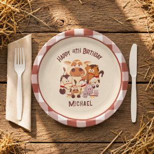 Plato De Papel Granja de animales lindos cumpleaños infantil