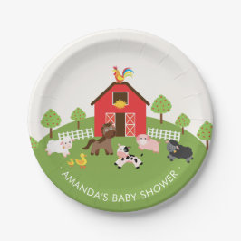 Plato De Papel Granja de Barnyard Animales Baby Shower 7" Plate