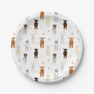 Plato De Papel Granja de cabras lindas