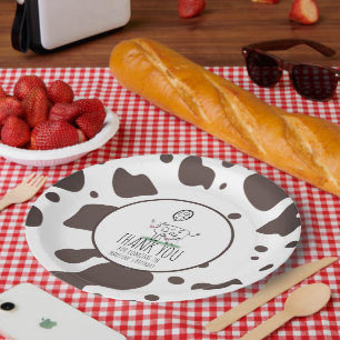 Plato De Papel Granja de Vaca Garabato Cumpleaños de Animales Gra