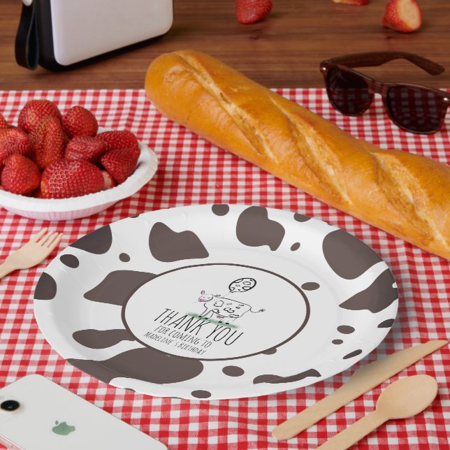 Plato De Papel Granja de Vaca Garabato Cumpleaños de Animales Gra (Picnic)