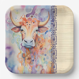Plato De Papel Granja de vaca Purple