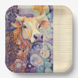 Plato De Papel Granja de vaca Purple