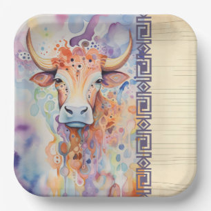 Plato De Papel Granja de Vacas Púrpura