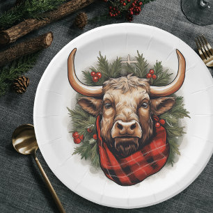 Plato De Papel Granja Rusa Red Buffalo Plaid