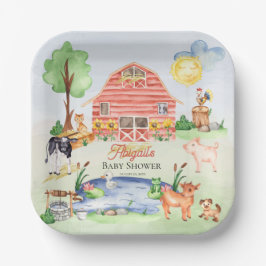 Plato De Papel Granja Rustica Cute Animales Barnyard Baby Showe