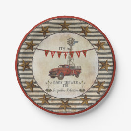 Plato De Papel Granja rústica del molino de viento del camión del