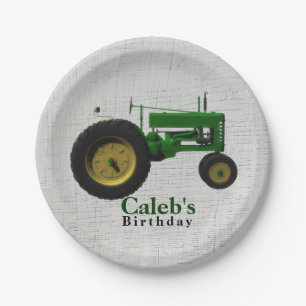 Plato De Papel Granja Tractor Cumpleaños Personalizado